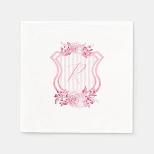 Pink Watercolor Monogram Floral Napkins