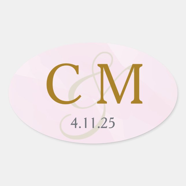 Pink Watercolor Monogram Label (Front)