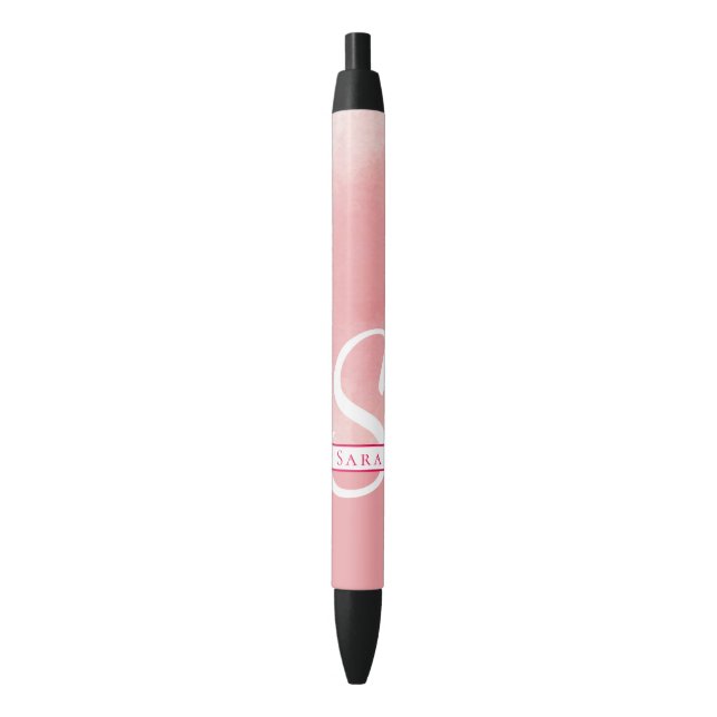 Pink Watercolor Monogram Pen (Front Vertical)