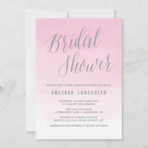 Pink Watercolor Ombre Bridal Shower Invitation