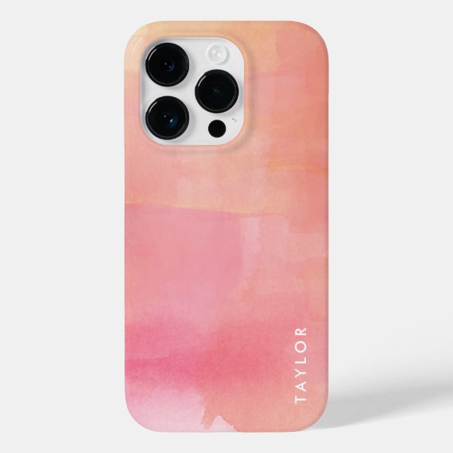 Pink Watercolor Ombre Name Case-Mate iPhone Case (Back)