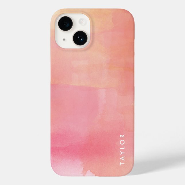 Pink Watercolor Ombre Name Case-Mate iPhone Case (Back)