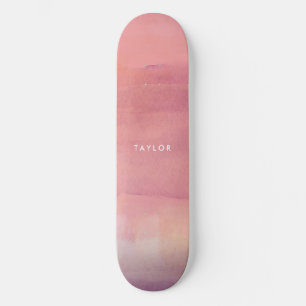 Pink Watercolor Ombre Name Skateboard