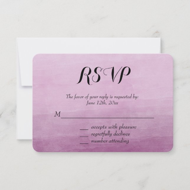 Pink Watercolor Ombre RSVP Card (Front)