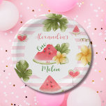 Pink Watercolor One in a Melon Girl First Birthday<br><div class="desc">Enhance the charm of your little girl's first birthday party with our Pink Watercolor One in a Melon Girl First Birthday Paper Plates. Featuring whimsical watercolor designs in shades of pink, these paper plates add a delightful touch to your party table. Perfect for serving cake, snacks, or a full meal,...</div>
