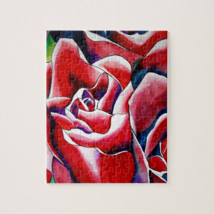 Pink watercolor original art roses jigsaw puzzle