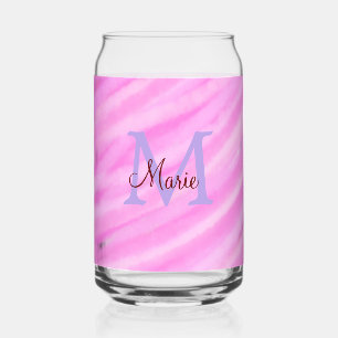 Pink watercolor pastel add title monogram letter can glass