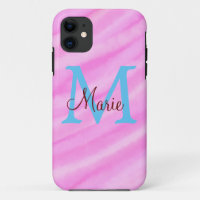 Pink watercolor pastel add title monogram letter