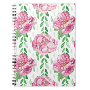 Pink  Watercolor Peonies Notebook