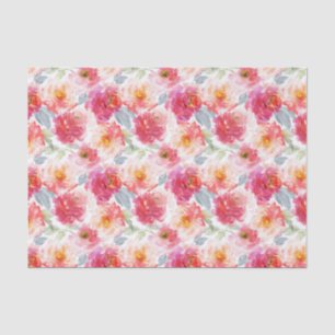 Pink Watercolor Peony Flower Pattern Tissue Paper
