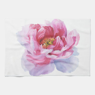 Pink Watercolor Peony Kitchen Towels