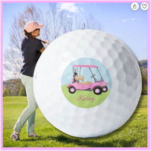 Pink Watercolor Personalised Golf Cart Balls