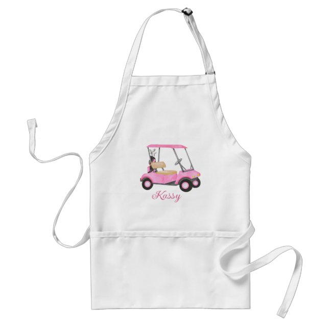 Pink Watercolor Personalised Name Golf Cart  Standard Apron (Front)