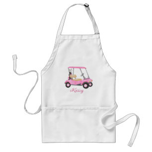 Pink Watercolor Personalized Name Golf Cart  Standard Apron