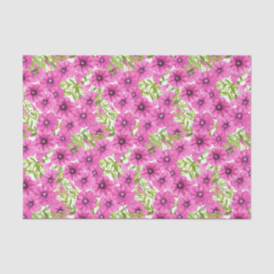 Pink watercolor petunia flower pattern tissue paper