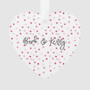 Pink Watercolor Polka Dots Name & Name Sweet Ornament