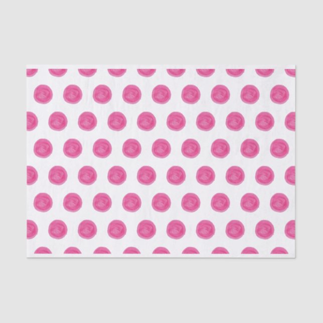 Pink Watercolor Polka Dots Tissue Paper (Front)