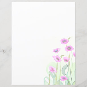 Pink watercolor poppies