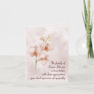 Pink Watercolor Posy Sympathy Thank You Card