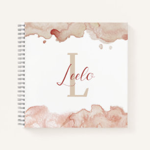 Pink Watercolor Pretty Personalised Sketch Notebook