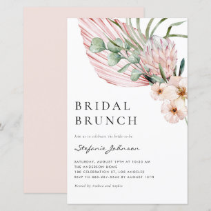 Pink Watercolor Protea Summer Bridal Brunch Invite
