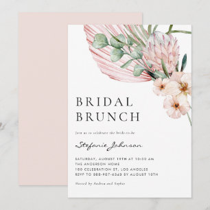 Pink Watercolor Protea Tropical Bridal Brunch Invitation