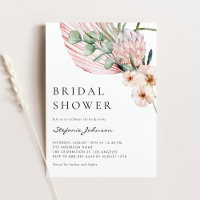 Pink Watercolor Protea Tropical Bridal Shower