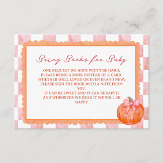 Pink Watercolor Pumpkin Baby Shower Books For Baby Enclosure Card