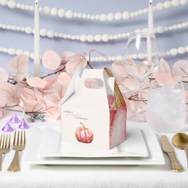 Pink Watercolor Pumpkin Baby Shower Favour Box (Wedding)