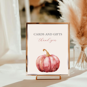 Pink Watercolor Pumpkin Baby Shower Tabletop Sign