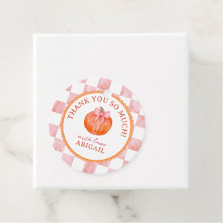 Pink Watercolor Pumpkin Baby Shower Thank You Favour Tags
