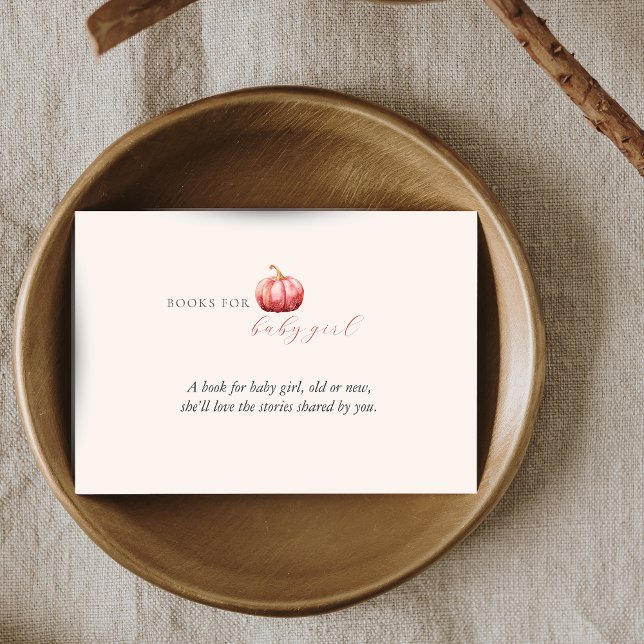 Pink Watercolor Pumpkin Books for Baby  Enclosure Card (Pink Pumpkin Baby Books Enclosure Card)