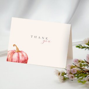 Pink Watercolor Pumpkin Thank You Card