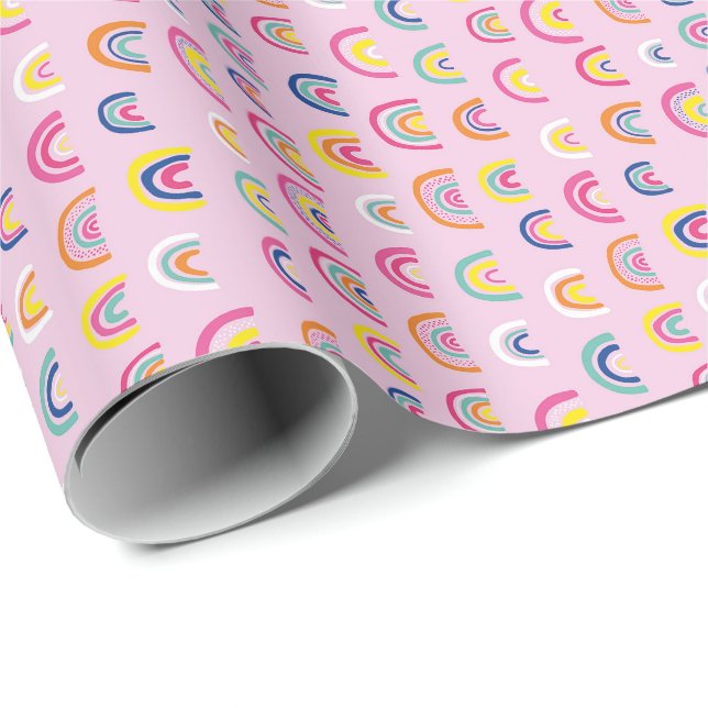 Pink Watercolor Rainbow Wrapping Paper (Roll Corner)