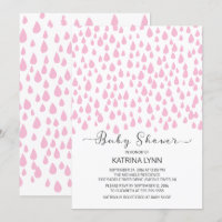 Pink Watercolor Raindrops Girls Baby Shower