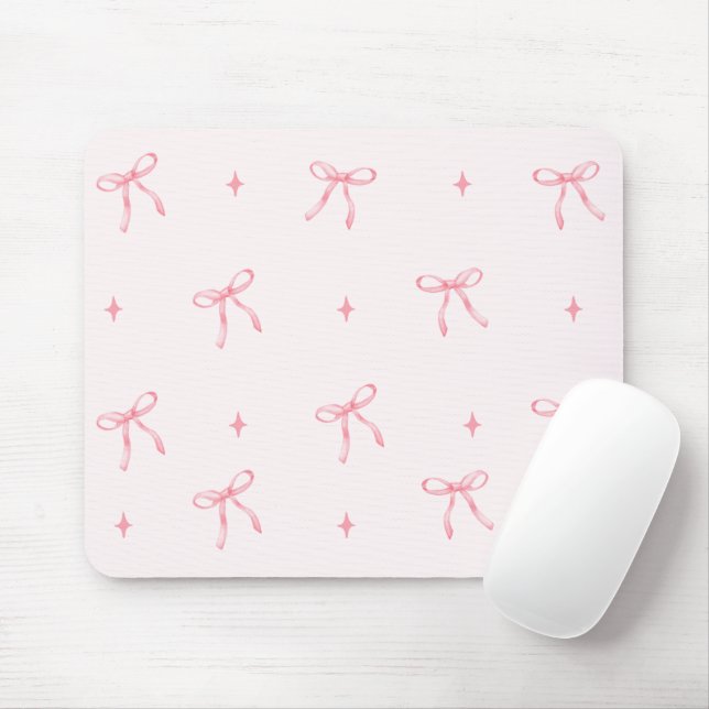 Pink Watercolor Ribbon Mouse Pad (With Mouse)