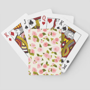 Pink Watercolor Rose  Flower Pattern Playing Cards