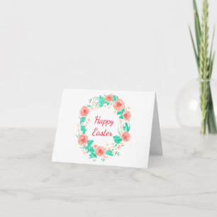 Pink watercolor rose wreath custom card