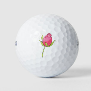 Pink Watercolor Rosebud Golf Balls