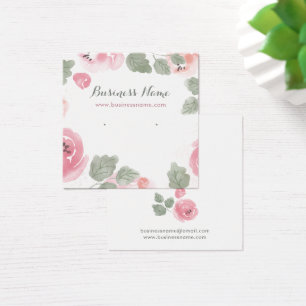 Pink Watercolor Roses Background Earring Cards