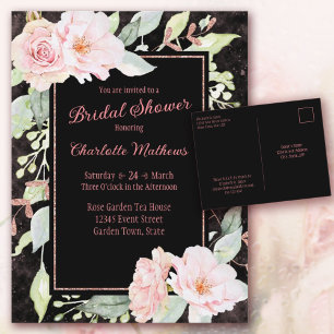 Pink Watercolor Roses Bridal Shower Invitation