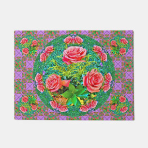 Pink Watercolor Roses Doormat