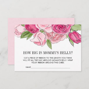 Pink Watercolor Roses Guess Mummy's Belly Card