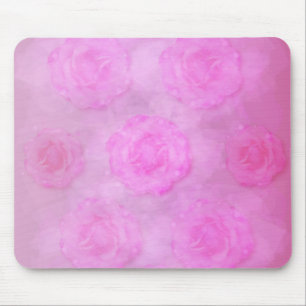 PINK Watercolor roses Mouse Pad