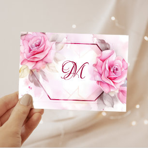 Pink Watercolor Roses Note Card