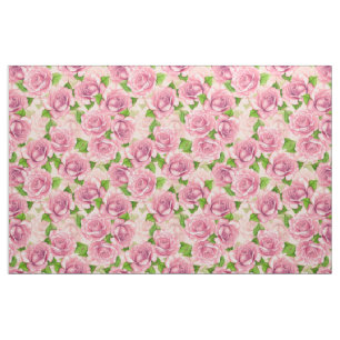 Pink watercolor roses pattern fabric