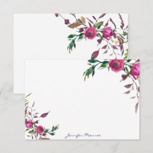 Pink watercolor roses personalised card