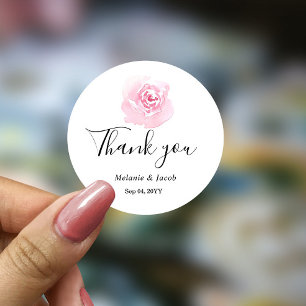 Pink Watercolor Roses Round Sticker