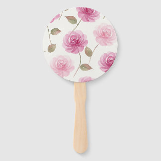 Pink Watercolor Roses Set of Fans