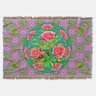 Pink Watercolor Roses Throw Blanket